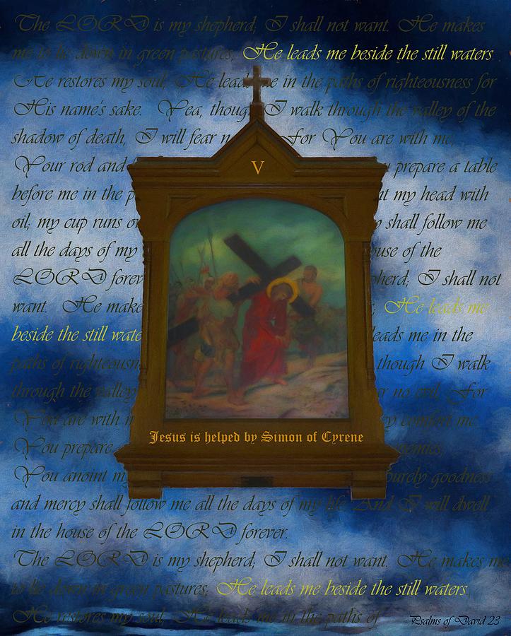 V Jesus Is Helped By Simon Of Cyrene Digital Art by Joan Stratton