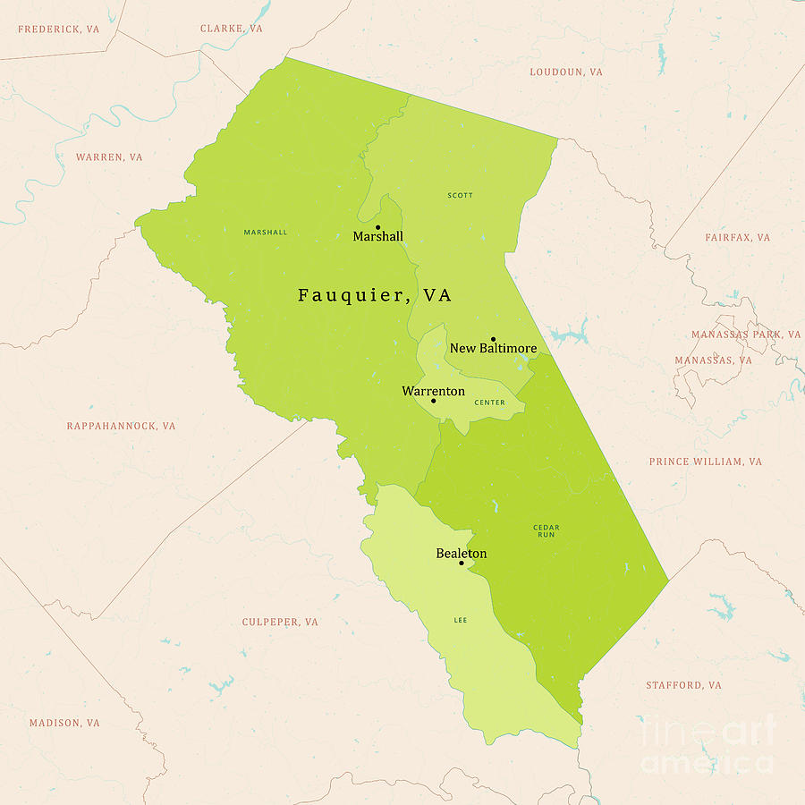 VA Fauquier County Vector Map Green Digital Art By Frank Ramspott   Va Fauquier County Vector Map Green Frank Ramspott 