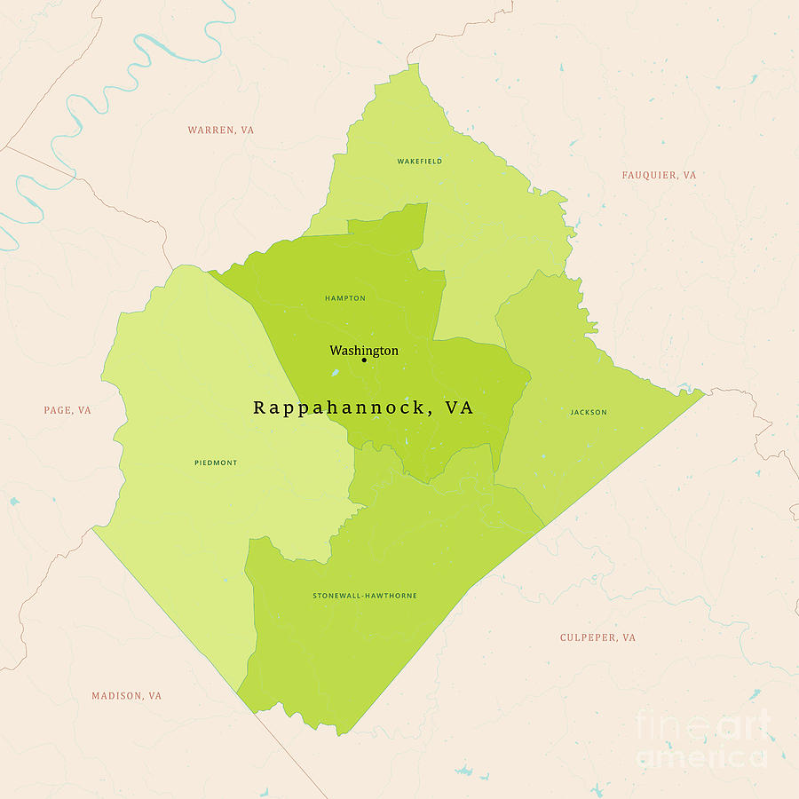 VA Rappahannock County Vector Map Green Digital Art by Frank Ramspott ...