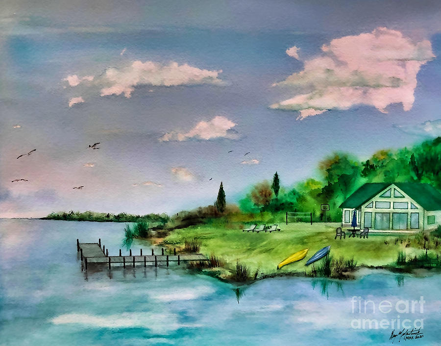 Lake Painting - Vacation Home by Gary Martinek