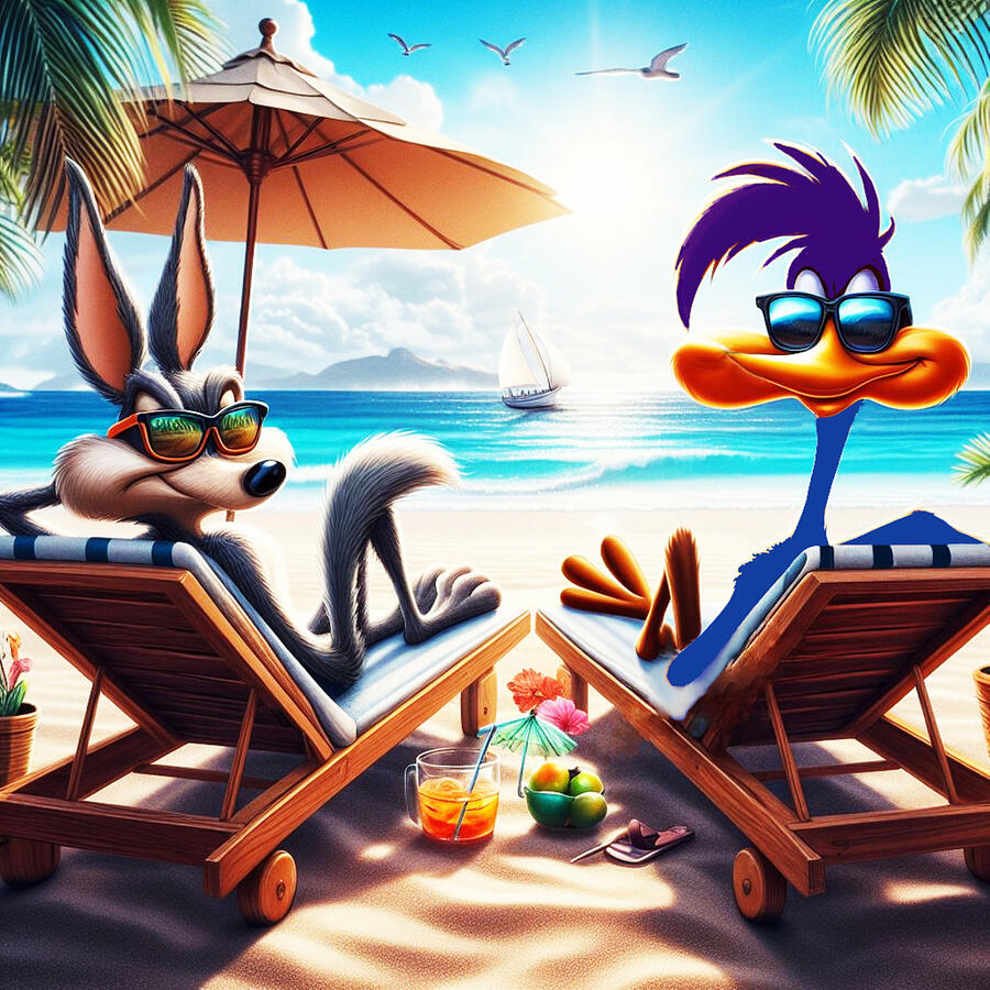 Beach Digital Art - Vacation Photo - Wile E. Coyote and the Road Runner by Ronald Mills