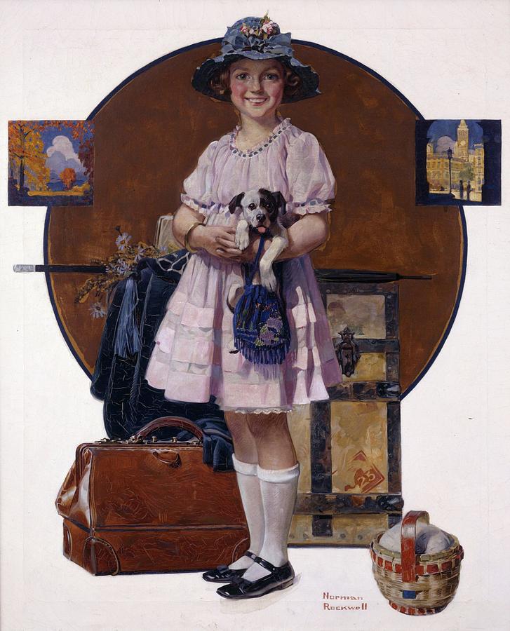 Vacation S Over Girl Returning From Summer Trip Painting By Norman   Vacations Over Girl Returning From Summer Trip Normanrockwell 