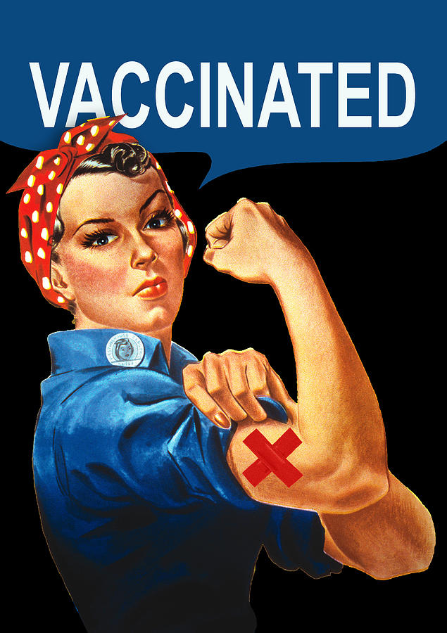 Vaccine Vaccinated Rosie The Riveter Vaccinator T-Shirt Painting by Tony Rubino