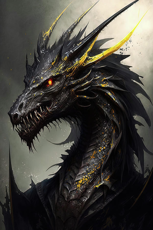 Vagahr the Black Dragon, 04 Painting by AM FineArtPrints