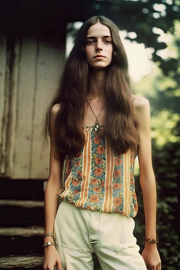 Vague Memories 04 1960s Hippie Woman Digital Art by Matthias Hauser