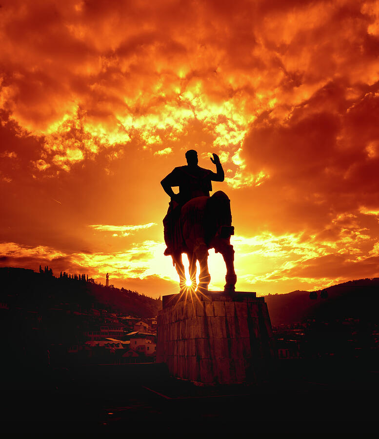 Vakhtang Gorgasali at Sunset - The Guardian of Tbilisi. Photograph by John Wright Vakhtang Gorgasali at Sunset - The Guardian of Tbilisi. Photograph by John Wright
