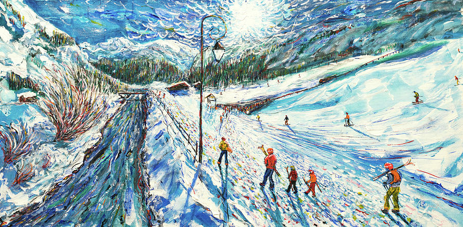 Val dIsere Ski Print and Vintage Ski Poster Painting by Pete Caswell
