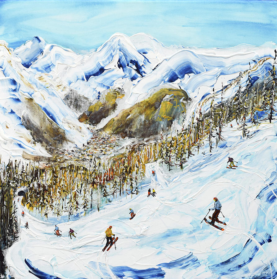 Val dIsere Ski Print Coupe Du Monde II Painting by Pete Caswell
