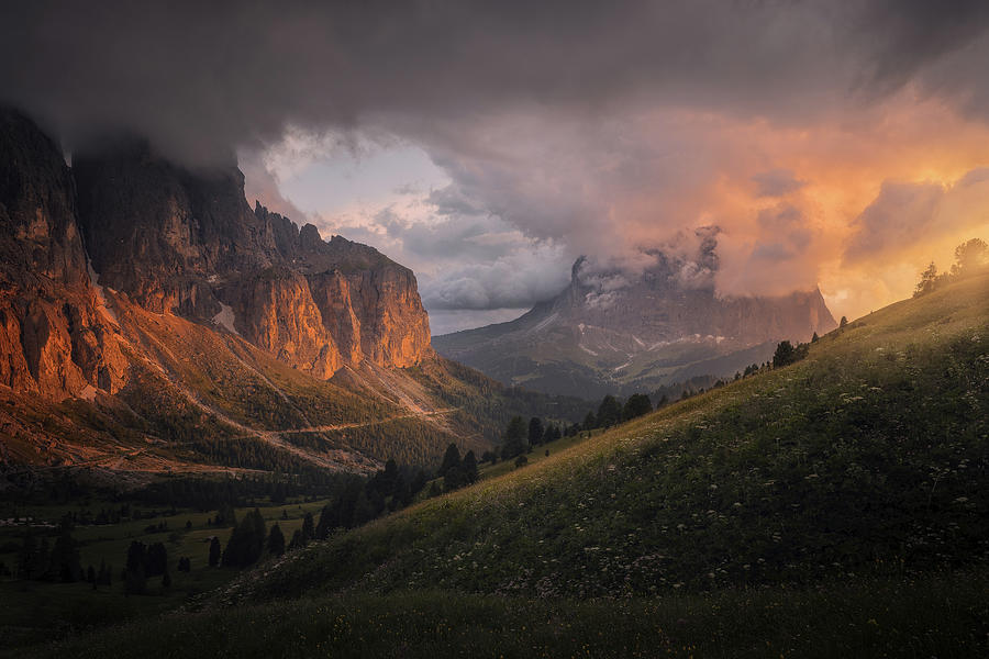 Cabin Photograph - Val Galdena sunset by Marco Brandolini Cabin Photograph - Val Galdena sunset by Marco Brandolini