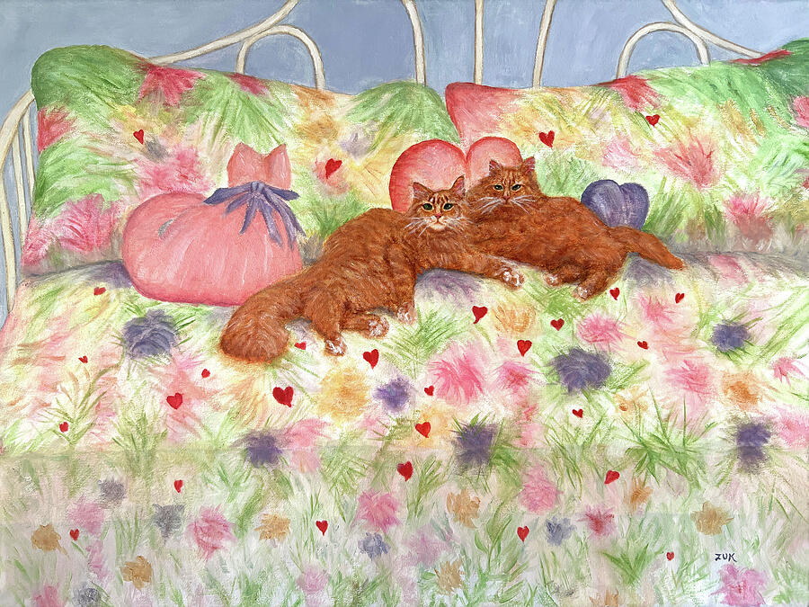 Valentine Cats Painting by Karen Zuk Rosenblatt Valentine Cats Painting by Karen Zuk Rosenblatt