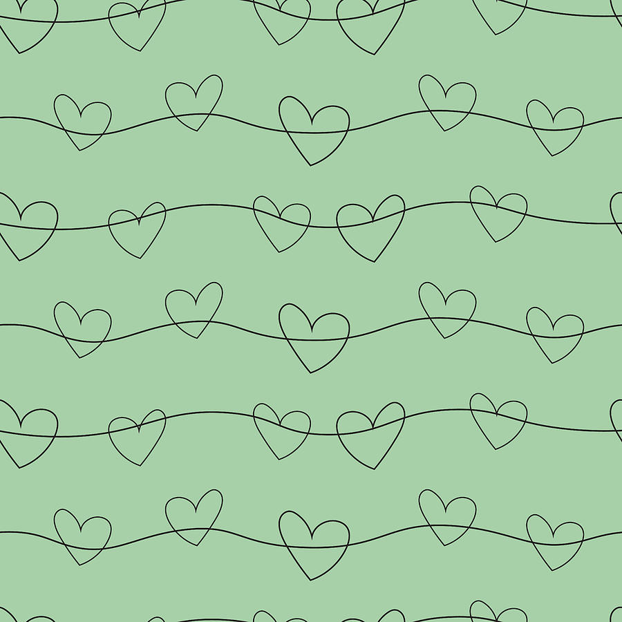 Valentines Day Drawing - Valentine doodle heart seamless pattern, No 02 by Mounir Khalfouf