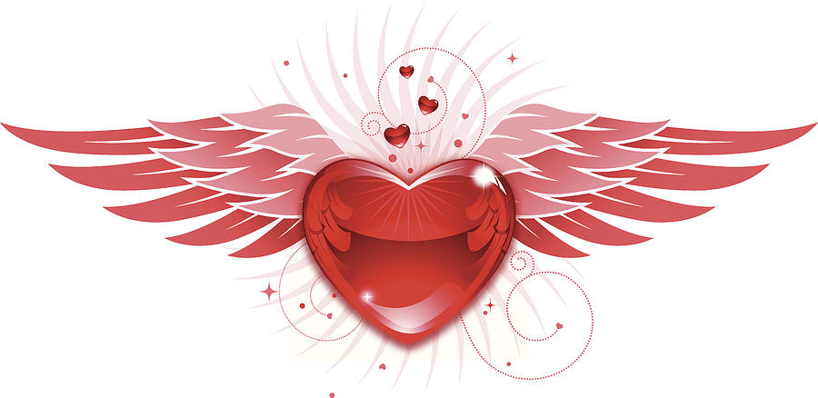 Valentine Heart and Wings Drawing by Dirtydog_Creative
