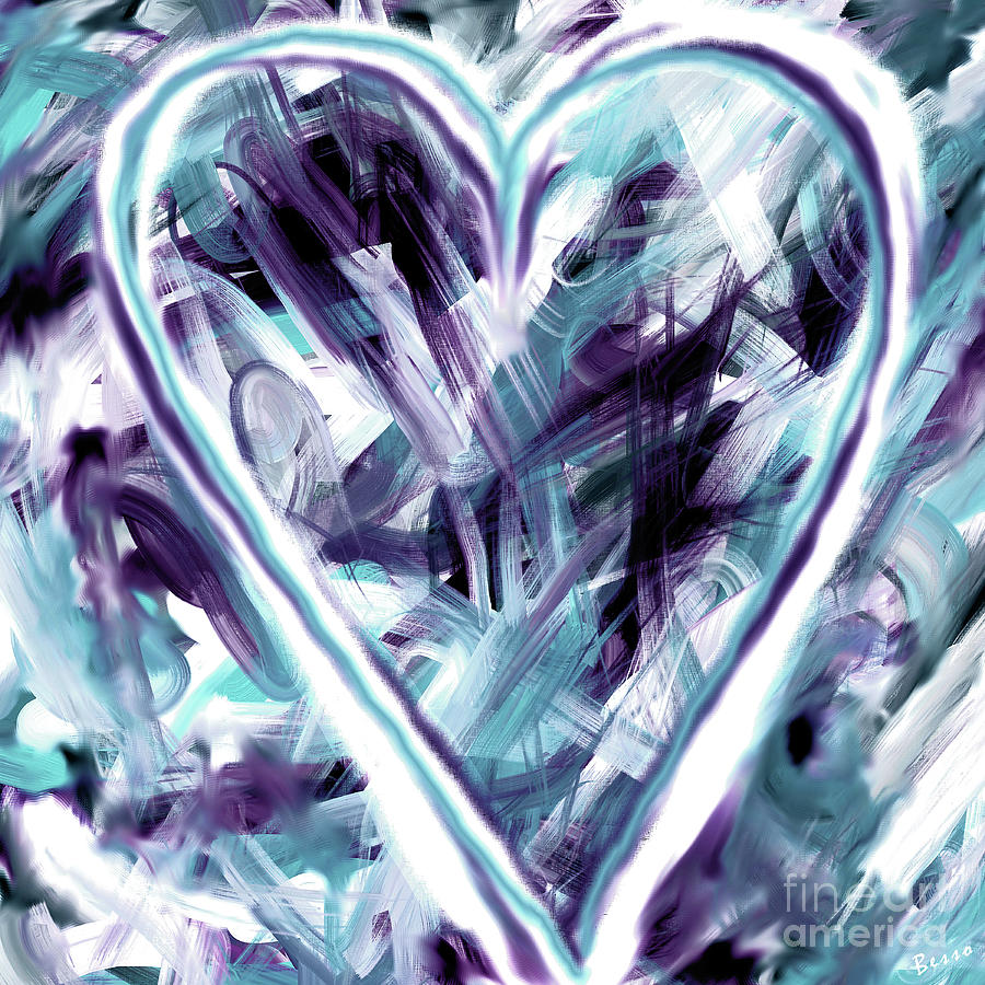 Valentine Heart Love Flow Blue Digital Art by Mars Besso