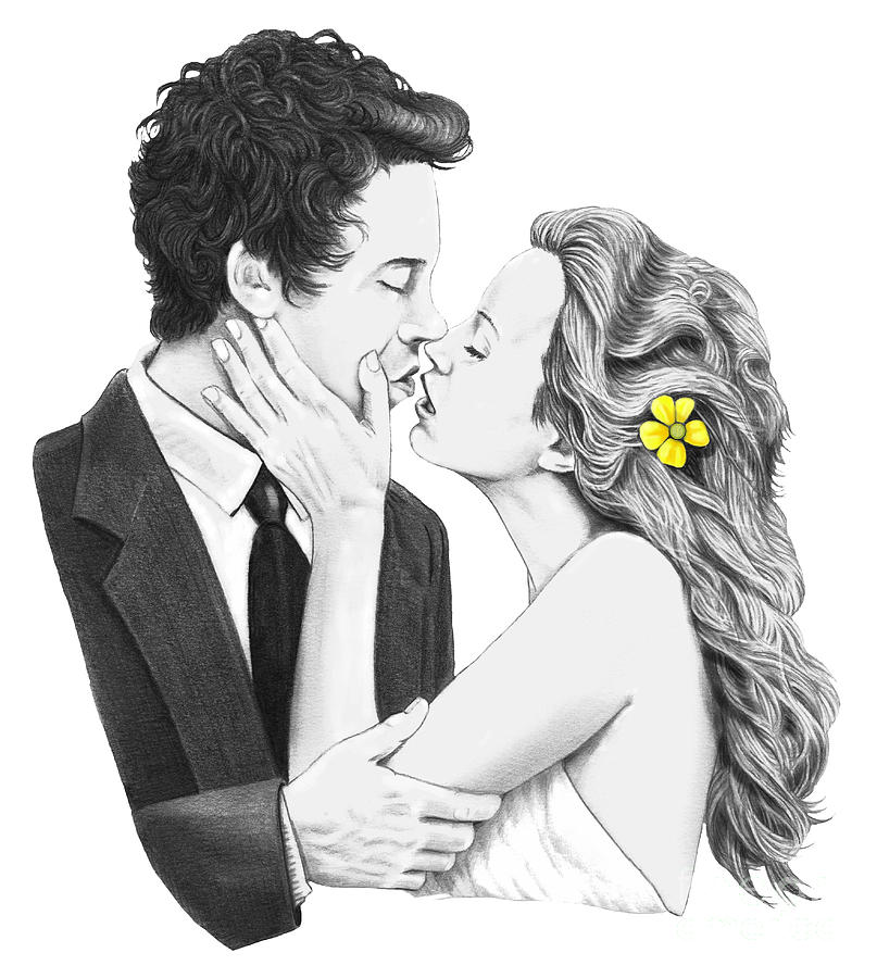 Valentine Kiss Drawing by Murphy Elliott
