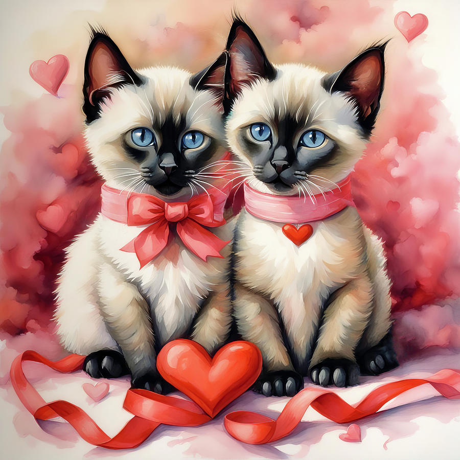 Valentine Kittens Digital Art by Donna Kennedy