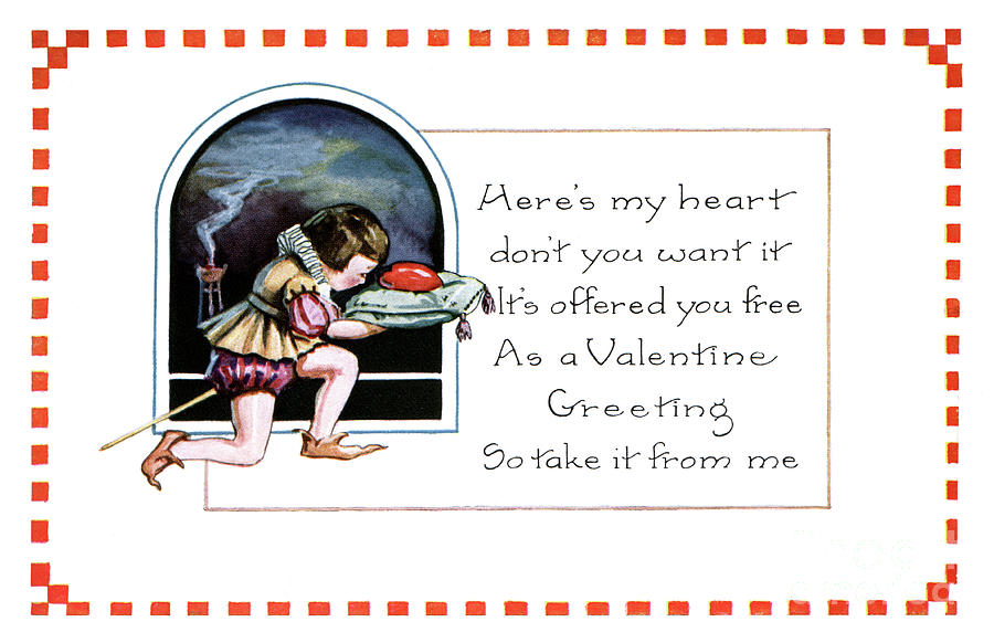 Valentine Postcard Kneeling Drawing by Pete Klinger