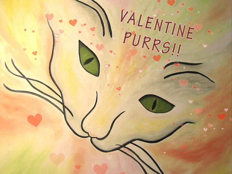 Valentine Purrs Painting by Karen Zuk Rosenblatt