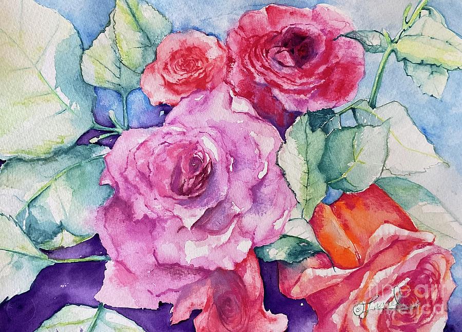 Rose Painting - Valentine Roses II by Laurel Adams