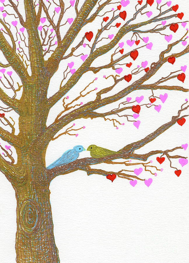 Valentine Tree Painting by Norma Appleton