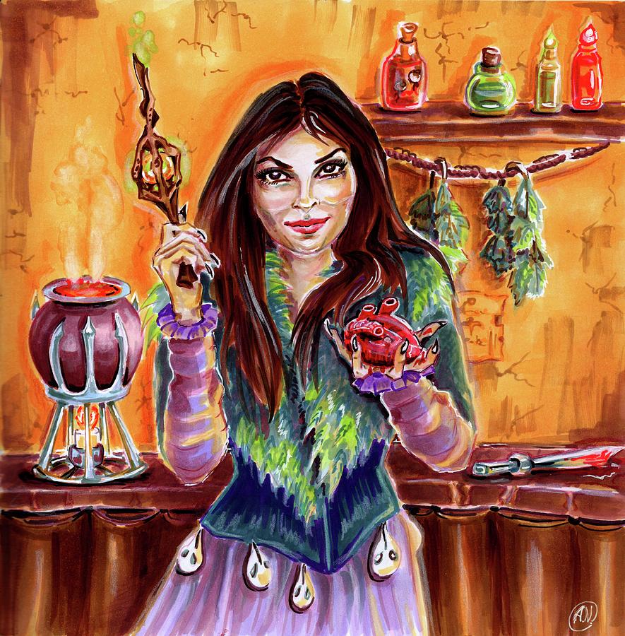 Valentine witch Drawing by Anastasia Alekseeva - Fine Art America