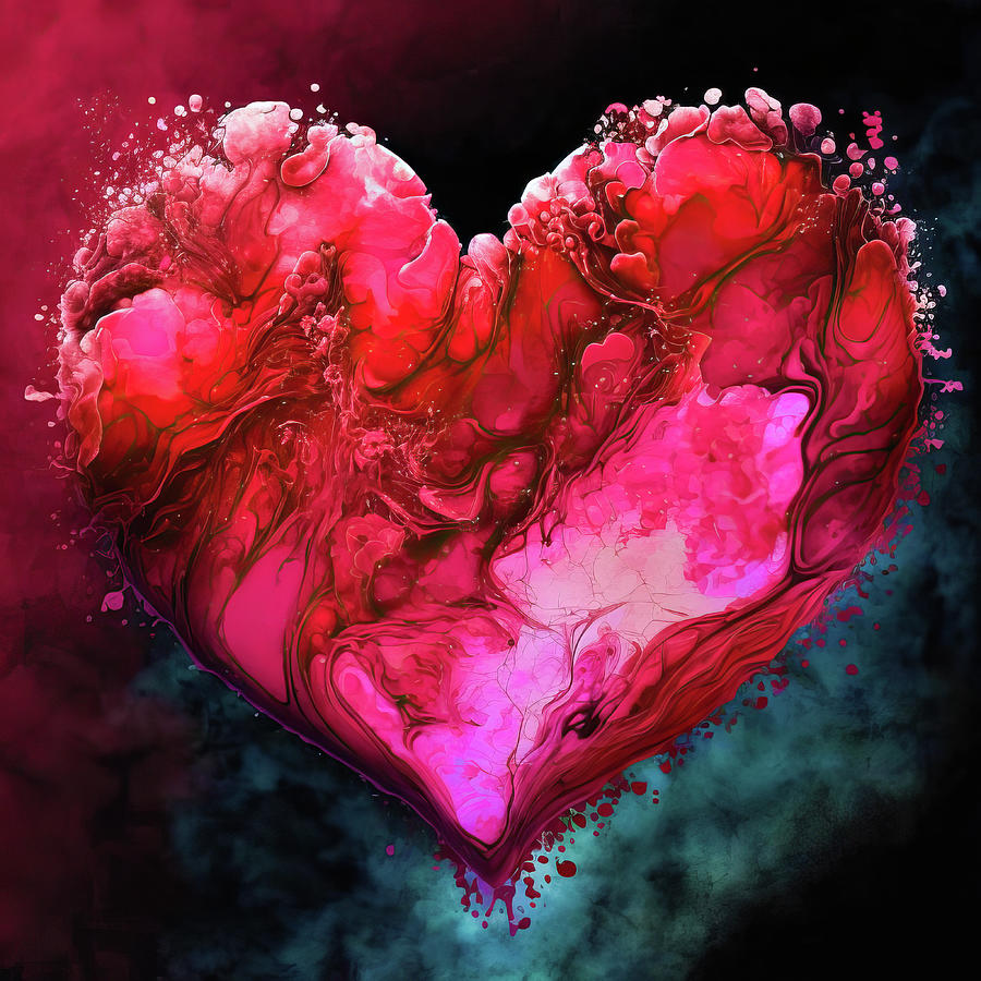 Valentines Day Art Greetings 07 Red and Pink Heart Digital Art by Matthias Hauser