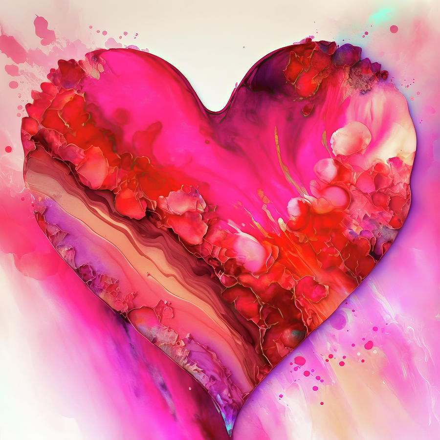 Valentines Day Art Greetings 11 Red and Pink Heart Digital Art by Matthias Hauser