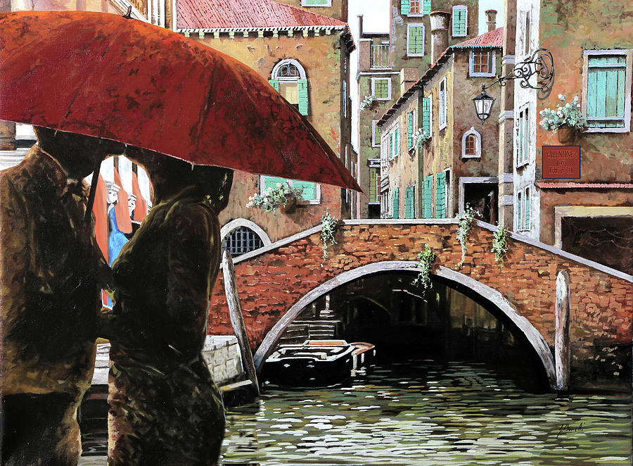 Valentines Day Painting - Valentines day baci sotto lombrello by Guido Borelli