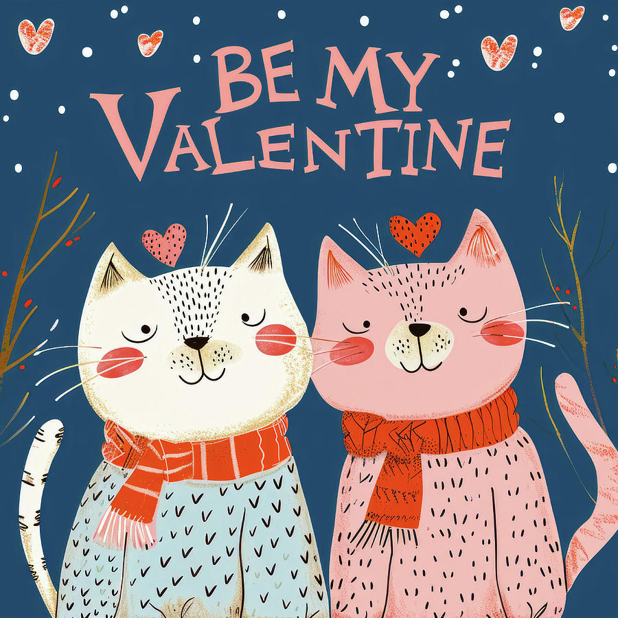 Valentines Day Cats 01 Be My Valentine Digital Art by Matthias Hauser