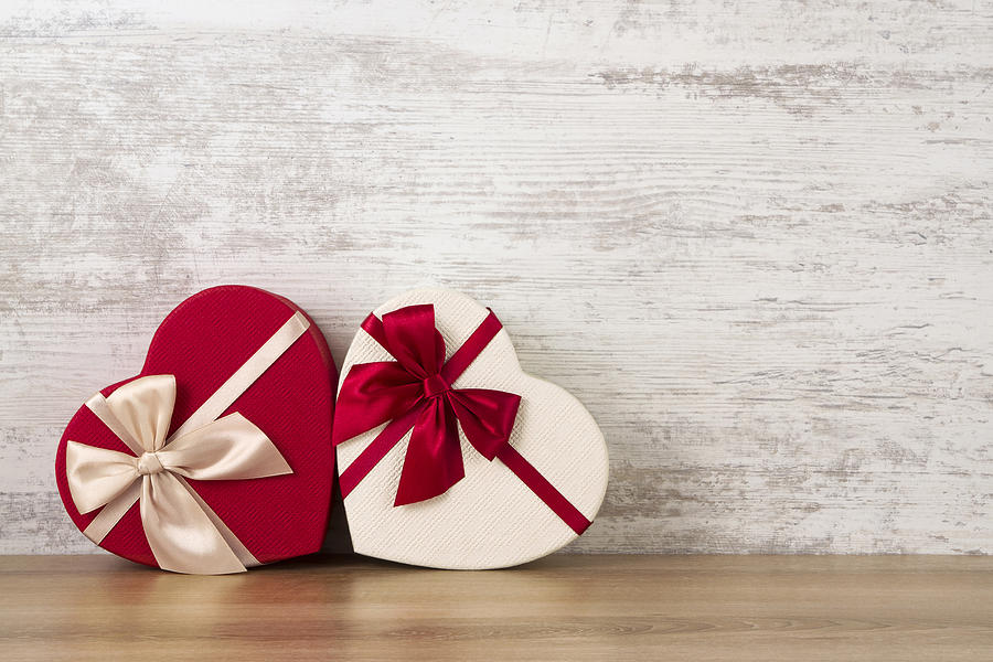 Valentines Day Gifts Against Rustic Background Photograph by Anilakkus