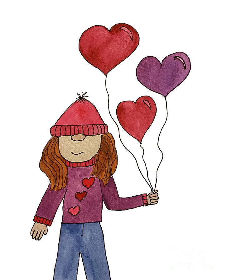 Valentines Day Girl Gnome Mixed Media by Lisa Neuman