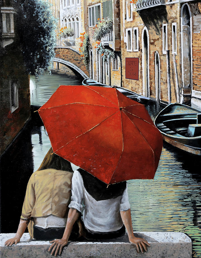 Valentines Day Painting - Valentines day guardando il canale by Guido Borelli