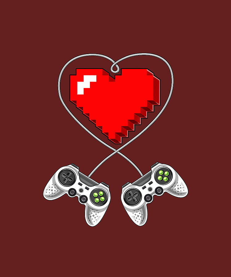 Video Gamer Valentines Day T-Shirt With Controllers Heart