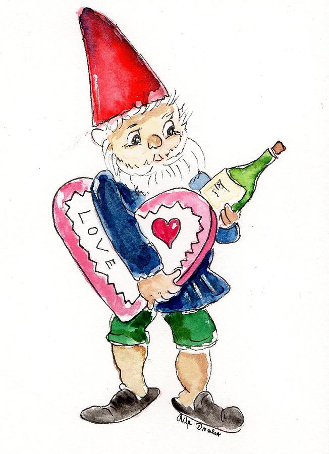 Download Valentines Gnome Painting By Rita Drolet
