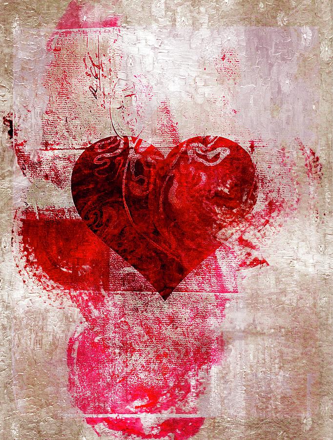 Valentines Heart Abstract Painting by Sherrie Triest