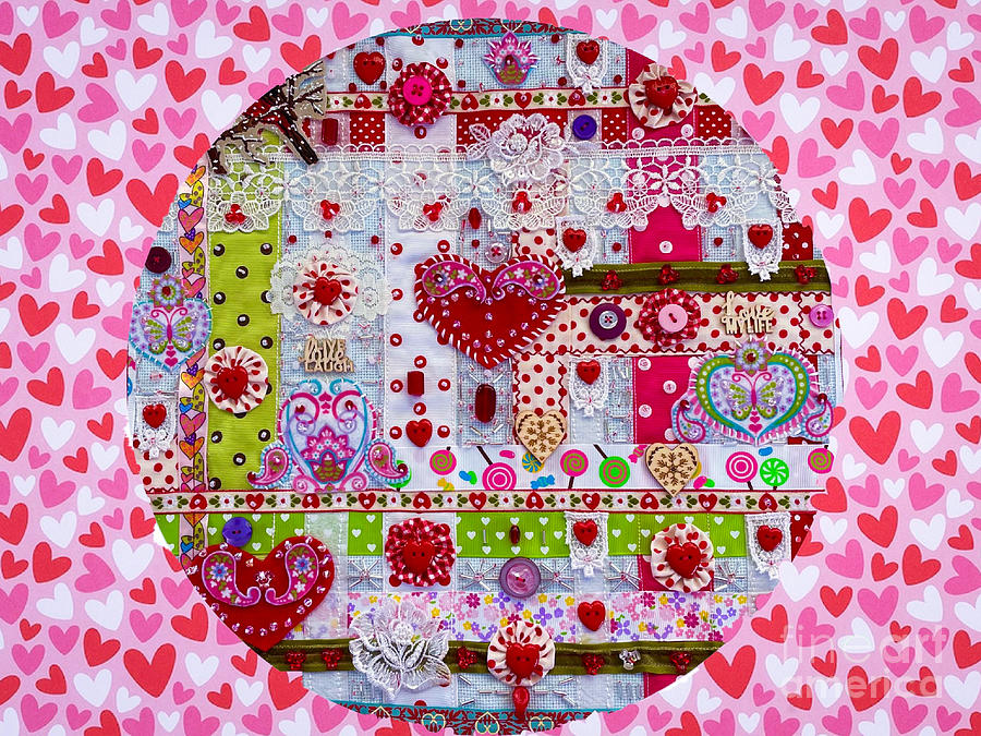 Valentines in the Round Mixed Media by Jennifer Lake