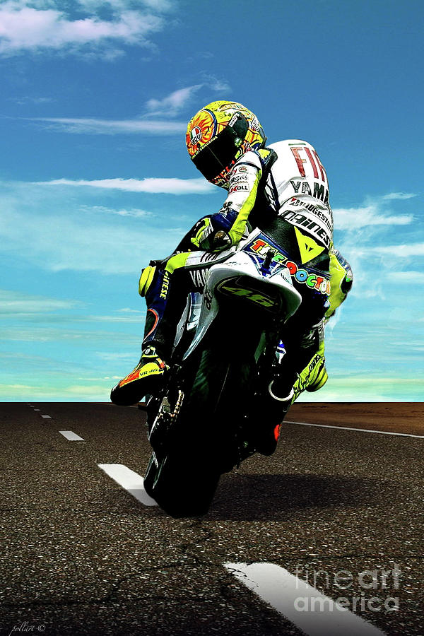 molekyle Det er billigt ekko Valentino Rossi, looking back, motorcycle road racer Painting by Thomas  Pollart - Pixels