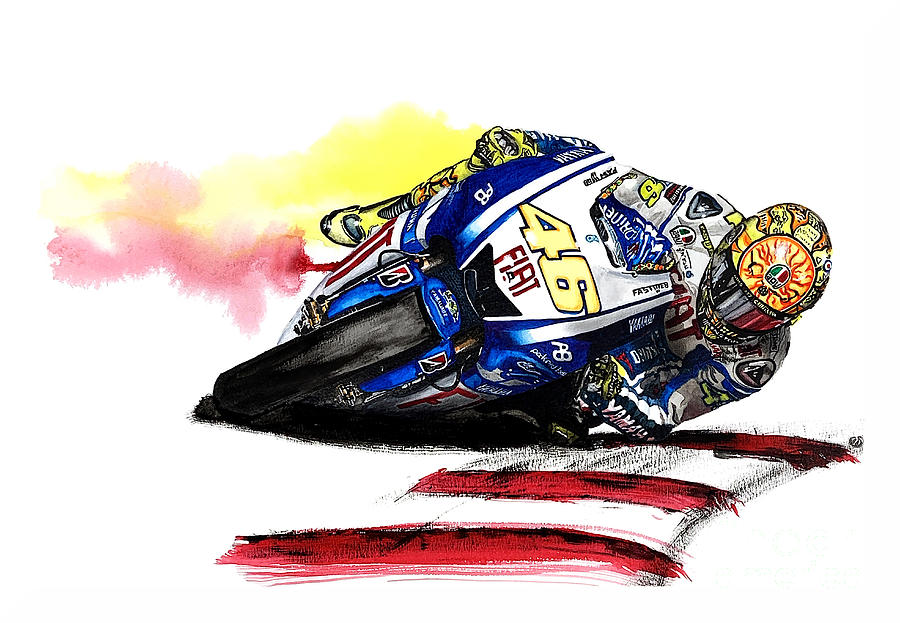 Valentino Rossi The Doctor - an Original Watercolor Painting Painting by Moospeed Art