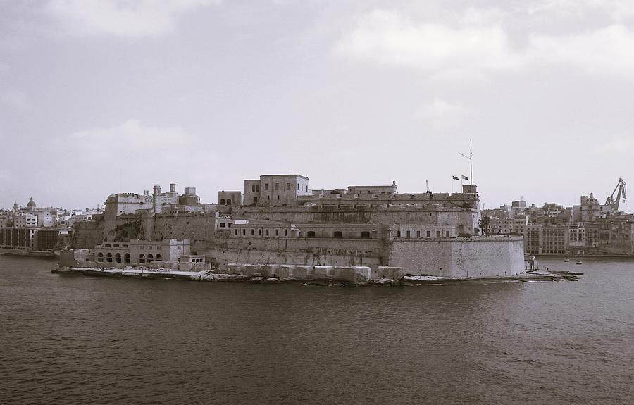 Valetta from sea BW Photograph by Lisa Mutch