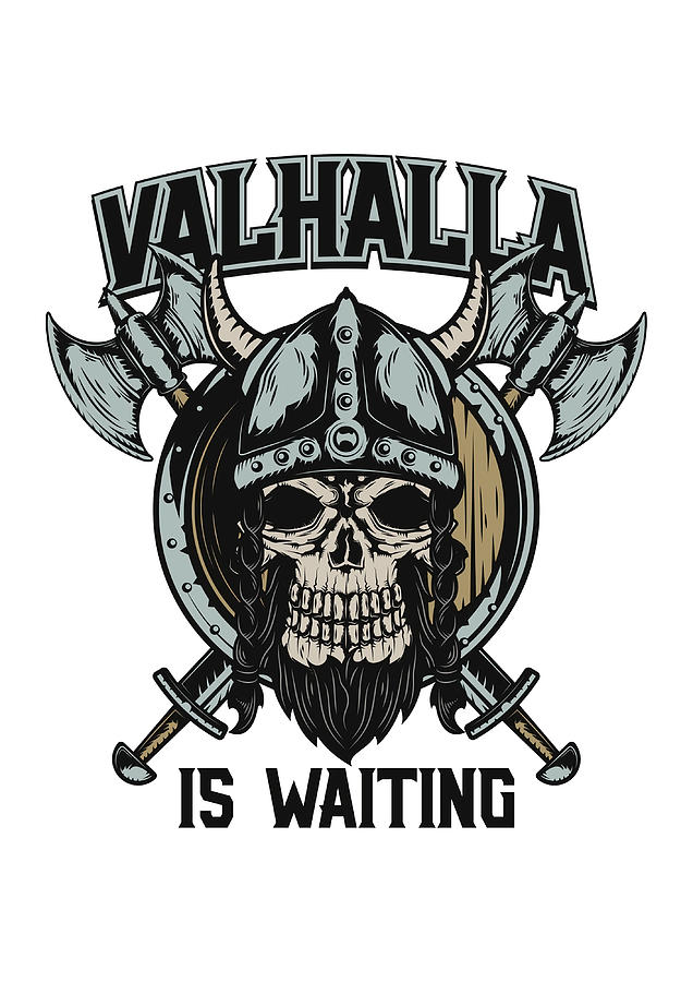 Valhalla is waiting Viking skull Painting by Gray David - Fine Art America