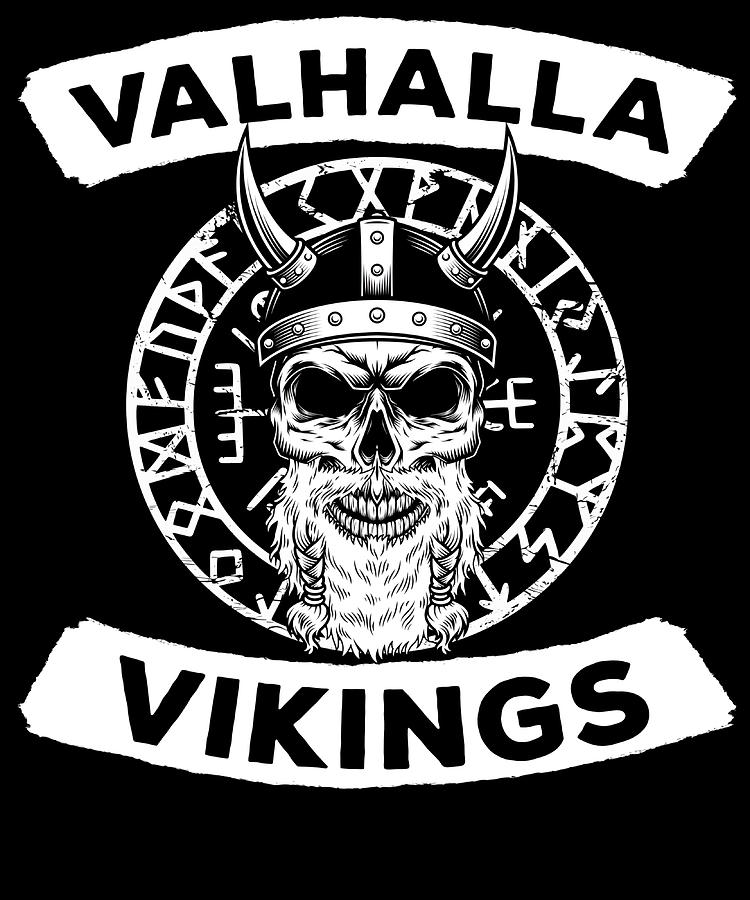 Valhalla Vikings Skull Viking retro Painting by Rogers Roxanne | Fine ...