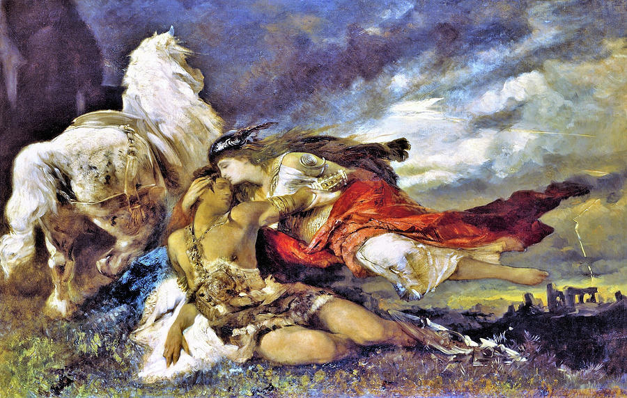 Hans Makart Painting - Valkyrie and a Dying Hero - Digital Remastered Edition by Hans Makart