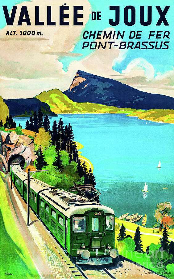 Vallee de Joux Pont-Brassus Vintage France Railway 1950s Travel Poster  Digital Art by Peter Ogden