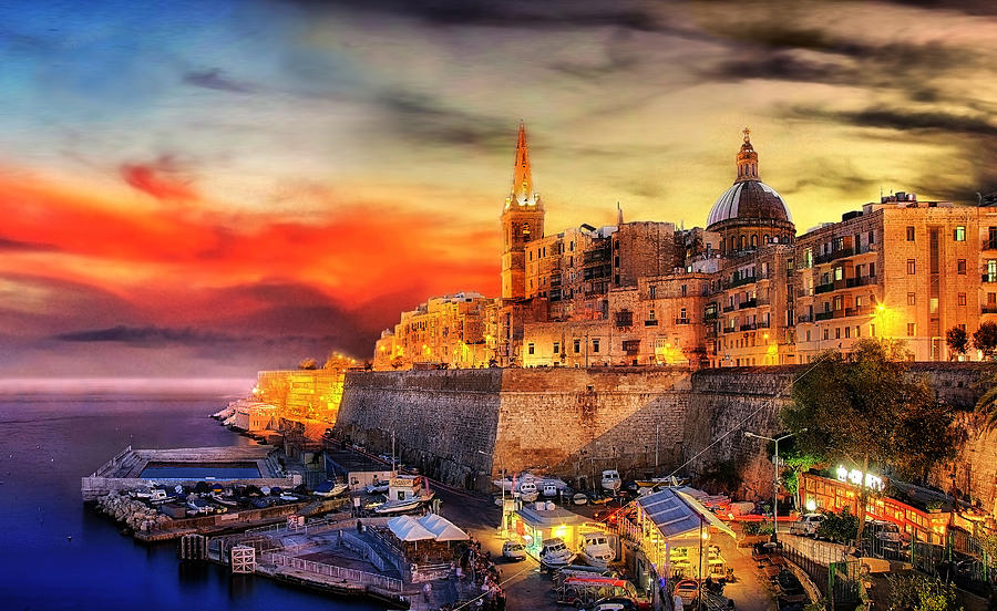Valletta bastions at sunrise - Cityscape photo of Malta Photograph by Stephan Grixti