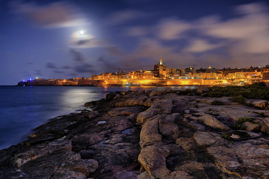 Valletta By Night From Manoel Island In Malta Photograph by Artur Bogacki