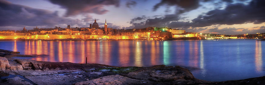 Valletta city skyline at sunset - Cityscape photo Photograph by Stephan Grixti
