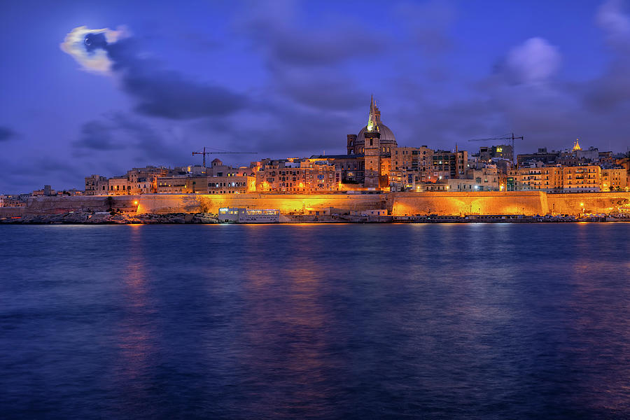 Valletta Night Skyline In Malta Photograph by Artur Bogacki