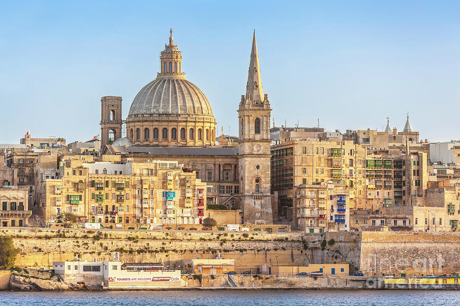 Valletta Skyline and waterfront, Marsamxett Harbour, Valletta, Malta, EU, Europe Photograph by Neale And Judith Clark