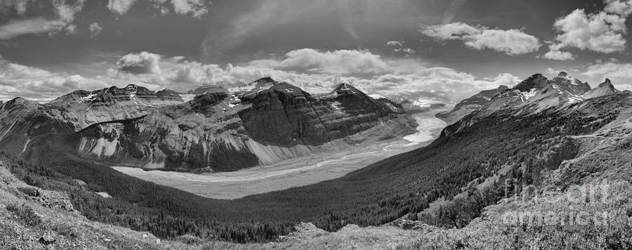 Valley Below Parker Ridge Black And White Photograph by Adam Jewell