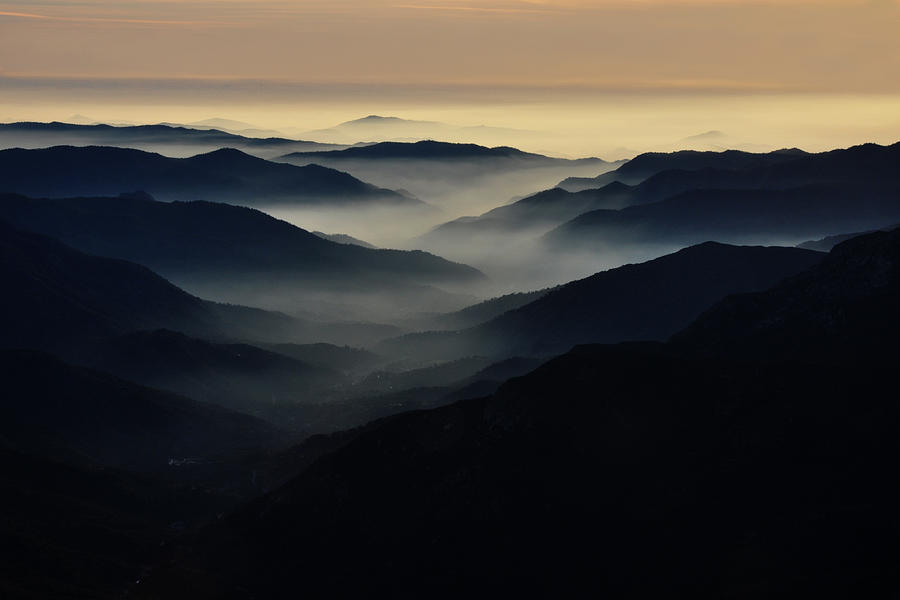 Valley Fog -- Fog-Filled Valley in the Sierra Nevada Foothills, California Photograph by Darin Volpe