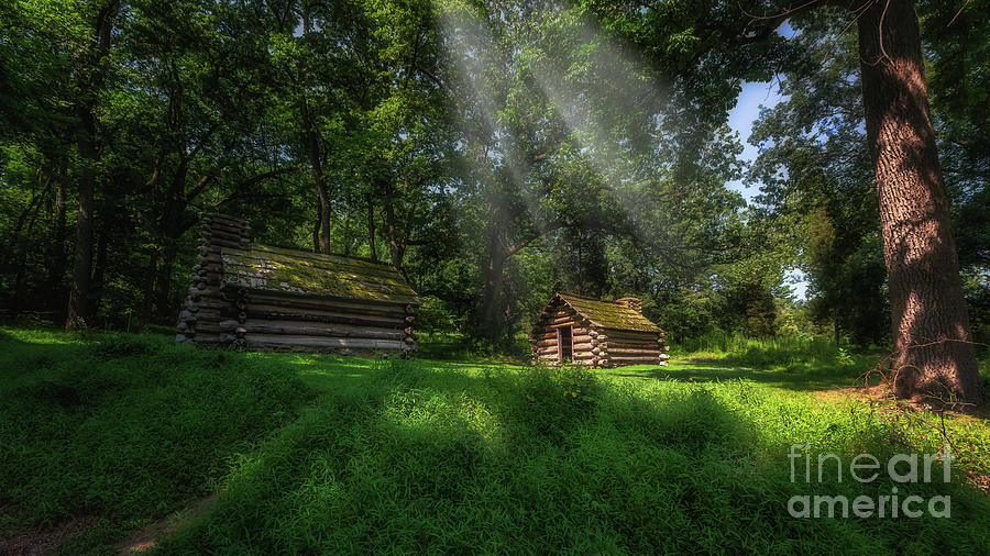 Valley Forge Cabin in the light Photograph by Howard Roberts